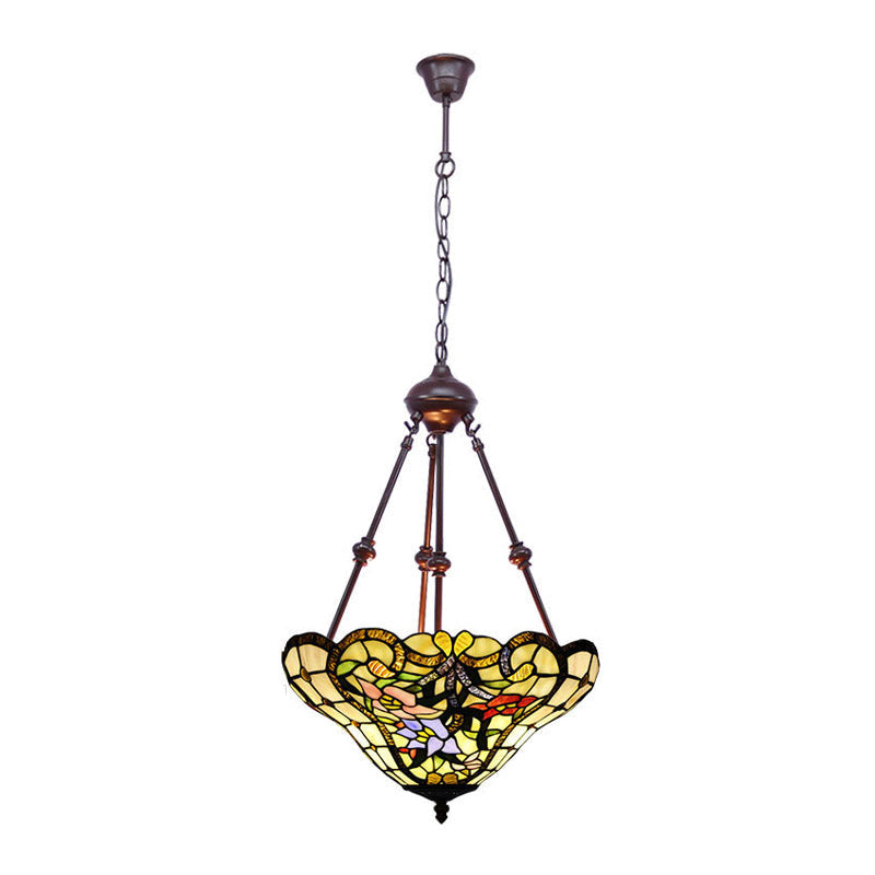 Victorian Flower Hanging Chandelier - Cut Glass Ceiling Lamp (Red/Yellow/Orange)