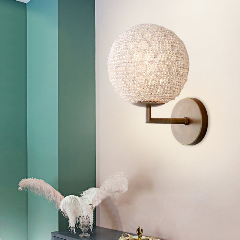 Silver/Gold Crystal Globe Sconce: Elegant Wall Mounted Lamp For Bedroom Gold