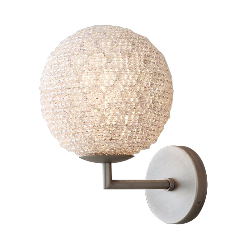 Silver/Gold Crystal Globe Sconce: Elegant Wall Mounted Lamp For Bedroom Silver