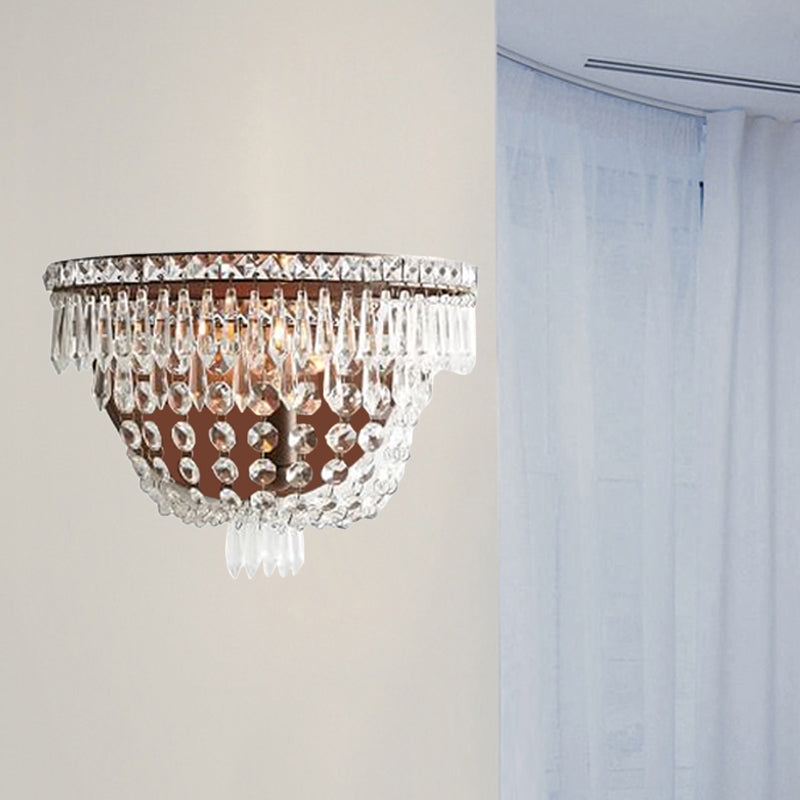 Traditional Style Crystal Beaded Sconce - 1-Light Wall Lighting Idea For Living Room Brown