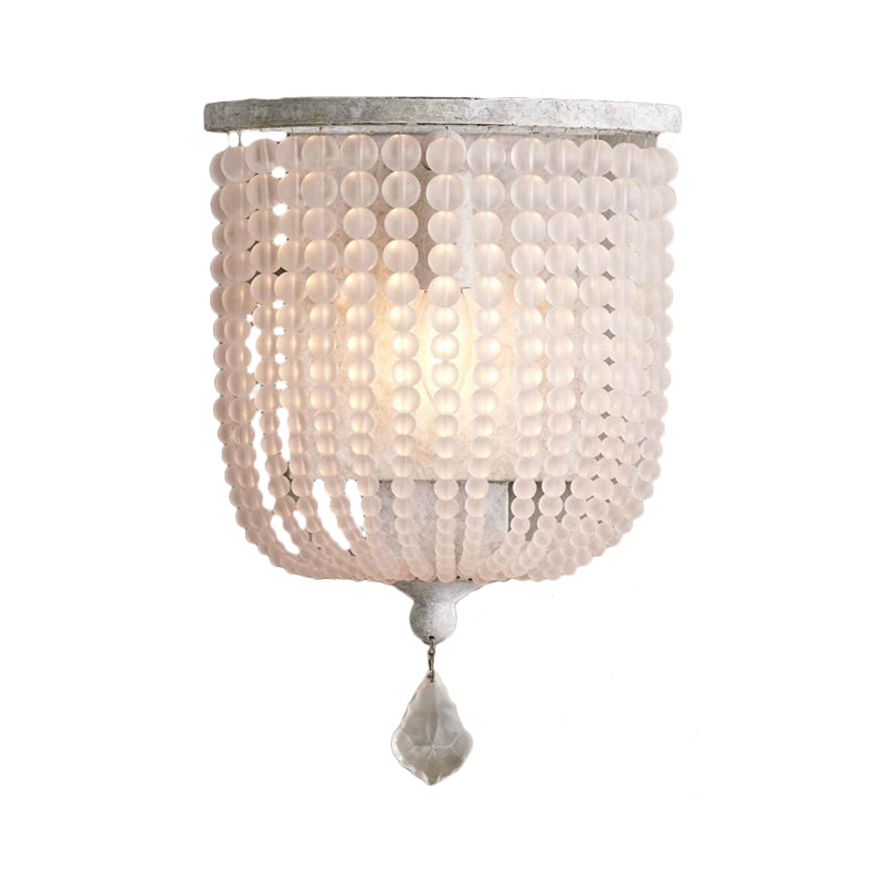 Minimalist Crystal Half-Basket Wall Sconce In White Or Grey With 1 Light