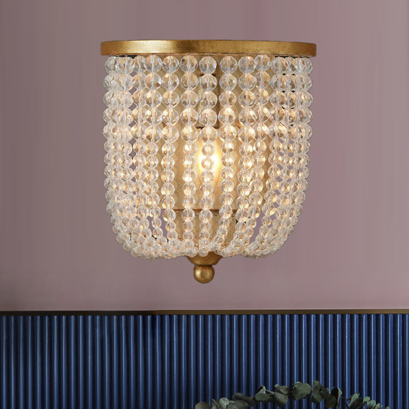 Traditional Style Crystal Wall Lamp - Basket Living Room Sconce Light