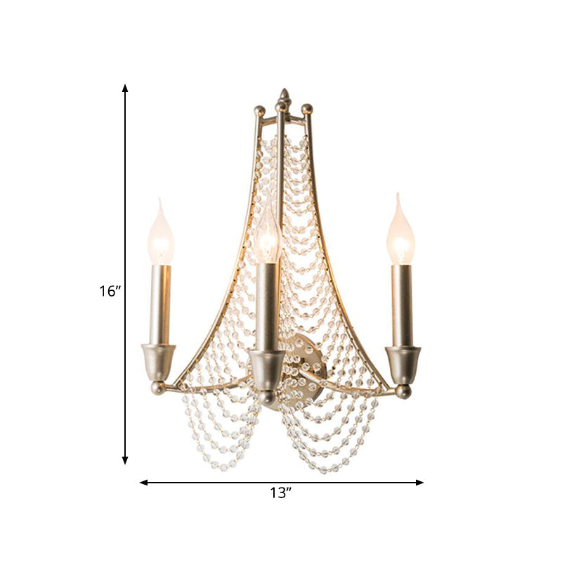 Traditional Brass Beaded Wall Mount Lamp - Bedroom Sconce Light Fixture