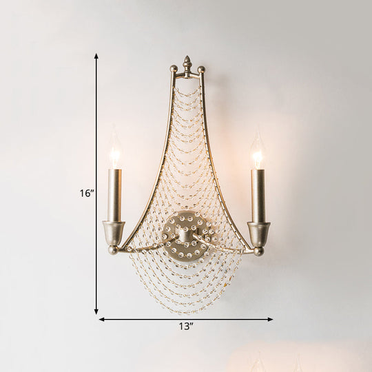 Traditional Brass Beaded Wall Mount Lamp - Bedroom Sconce Light Fixture