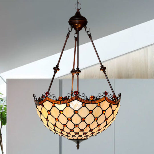 Stained Glass Beaded Chandelier - Baroque Design - White - 2/3 Lights - Suspended Corridor Lighting