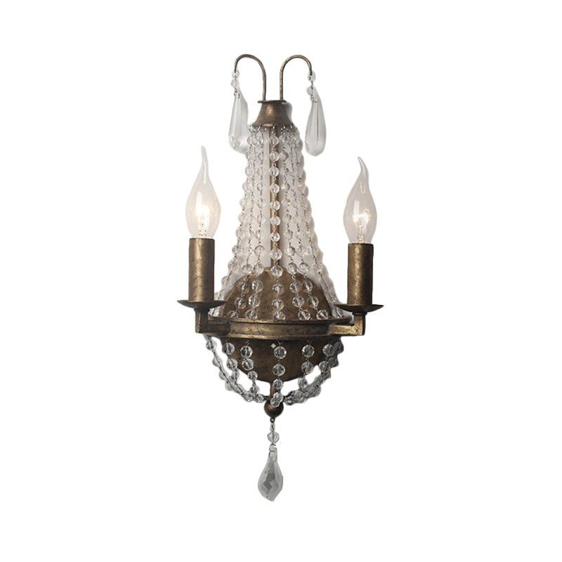 Rustic Beaded Wall Mounted Lighting - 2/3 Light Metallic Sconce Fixture For Bedroom Sizes: 8/10/12 W