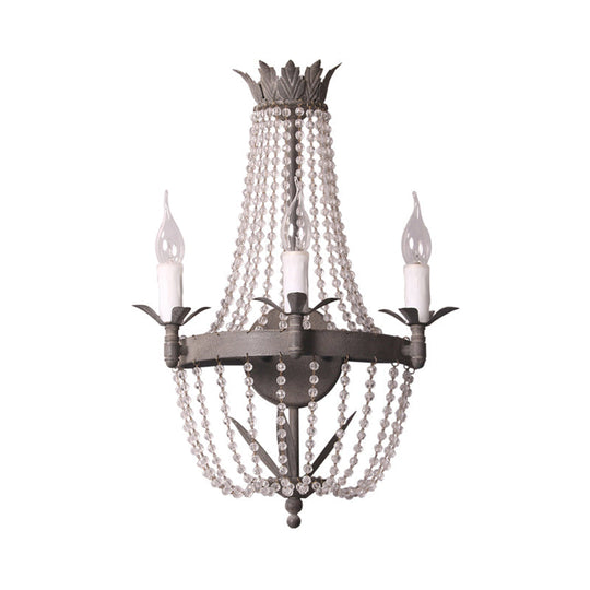 Rustic Beaded Wall Mounted Lighting - 2/3 Light Metallic Sconce Fixture For Bedroom Sizes: 8/10/12 W