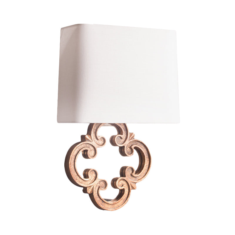 White Fabric Wall Sconce With Countryside Design And Tapered Mount - Perfect For Living Room