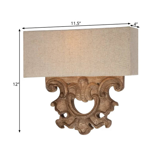 Traditional Style Fabric White Wall Sconce Light Fixture - 12/23 Height Rectangle Design 1