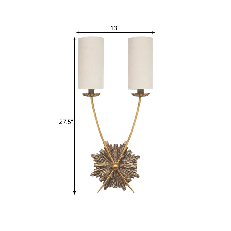 2-Light Traditional Tube Vanity Sconce In White For Bathroom