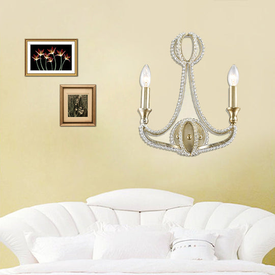 Traditional-Style Gold Candelabra Sconce For Living Room - 2 Light Wall Lamp