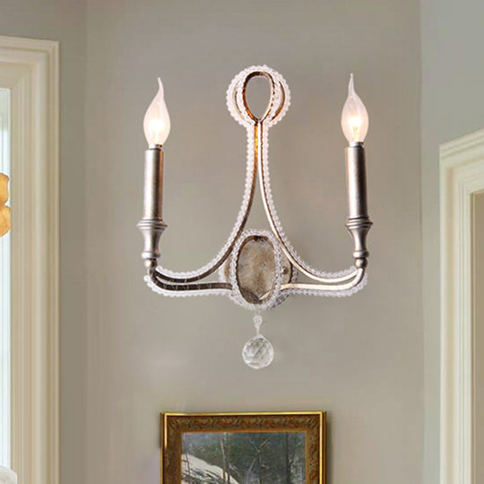 Sleek Aged Silver Metal Sconce - Elegant Wall Lighting For Living Room