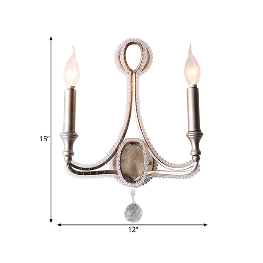 Sleek Aged Silver Metal Sconce - Elegant Wall Lighting For Living Room