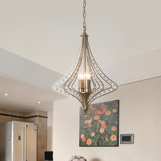 Contemporary Crystal Pendant Light Kit - Laser Cut Ceiling Chandelier with 5 Heads in Satin Nickel