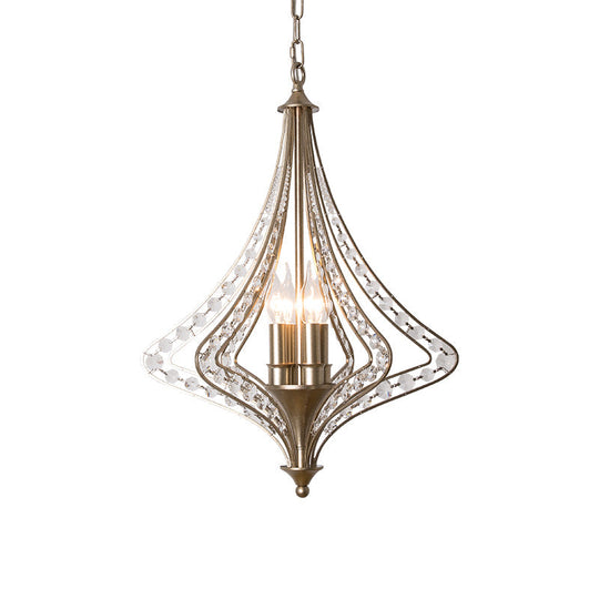 Contemporary Crystal 5-Head Pendant Ceiling Chandelier - Laser Cut Design Satin Nickel Finish