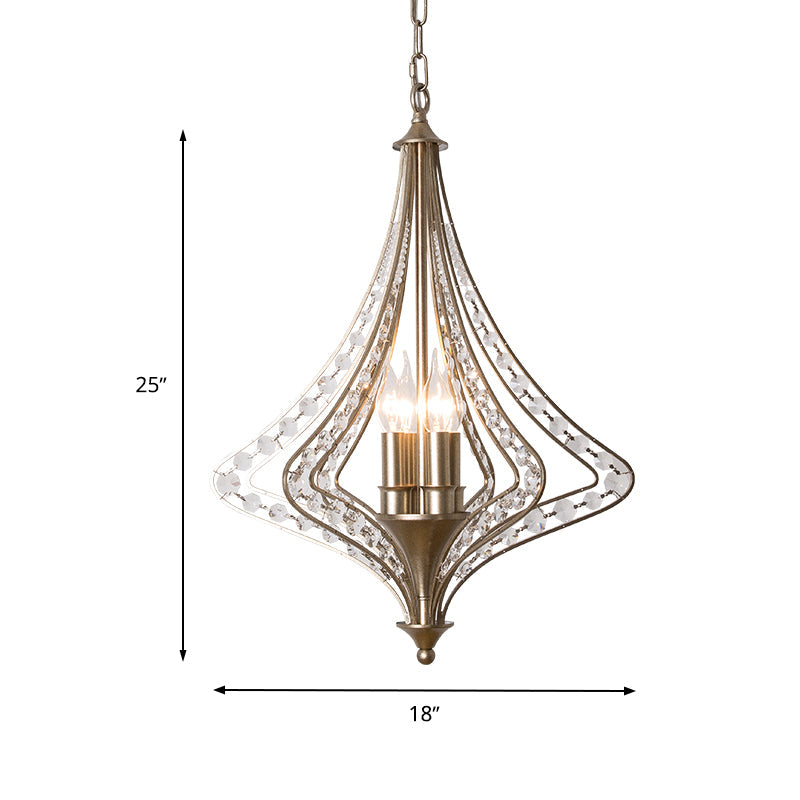 Contemporary Crystal 5-Head Pendant Ceiling Chandelier - Laser Cut Design Satin Nickel Finish