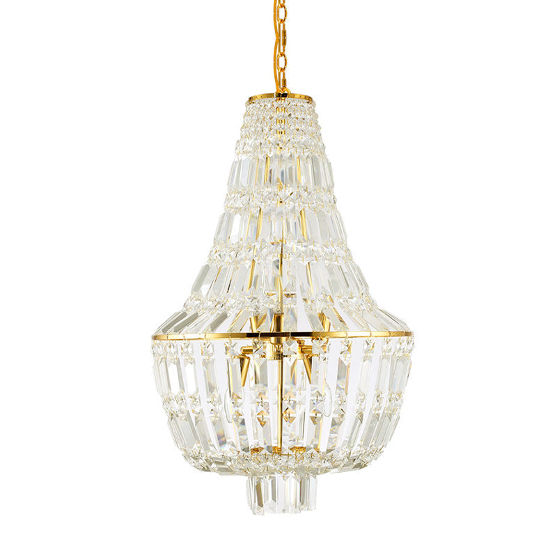 Modernist Crystal Chandelier With 4 Heads - Gold/Silver Bedroom Ceiling Pendant Light