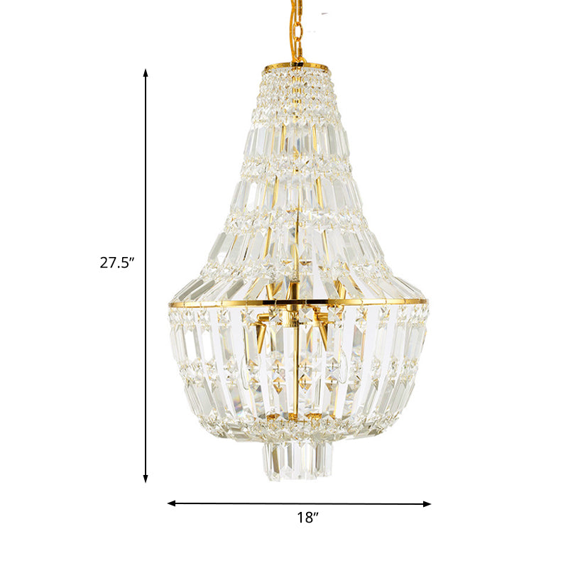 Modernist Crystal Chandelier With 4 Heads - Gold/Silver Bedroom Ceiling Pendant Light