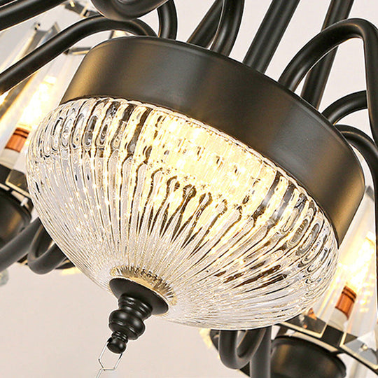 Tapered Ceiling Chandelier Black Pendant Light Kit - Modern Cut Crystal - 3/6/8 Heads - 23.5"/29.5"/34.5" Wide