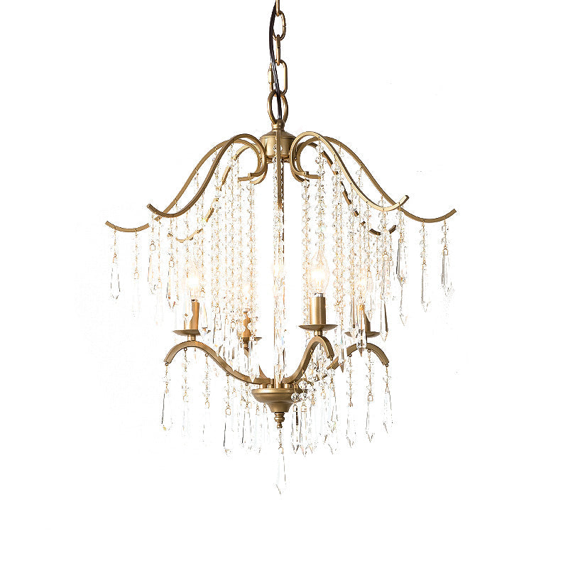 Modern Waterfall Crystal Chandelier With Brass Finish - 3/4 Bulbs 18.5/22.5 Wide