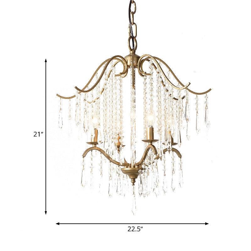 Modern Waterfall Crystal Chandelier With Brass Finish - 3/4 Bulbs 18.5/22.5 Wide