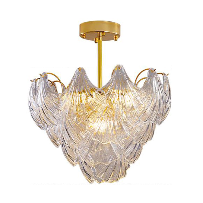 Modern Brass Crystal Ceiling Lamp with 9 Conical Heads for Bedroom