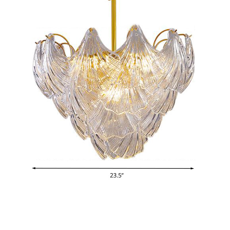 Modern Brass Crystal Ceiling Lamp with 9 Conical Heads for Bedroom