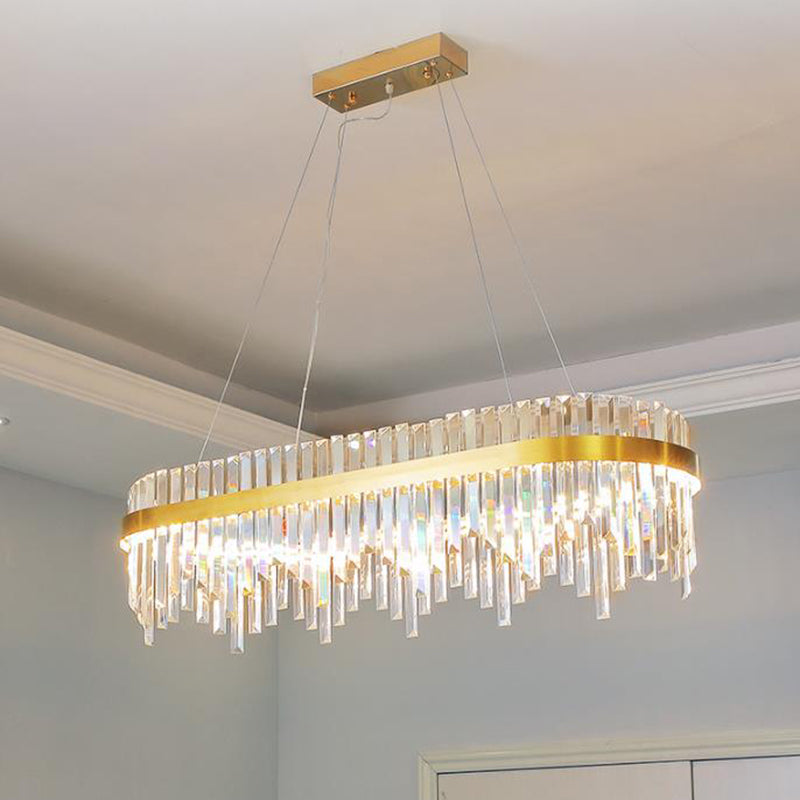 Modern Crystal Led Chandelier Pendant Light For Dining Room - 1-Tier Gold Ceiling Fixture