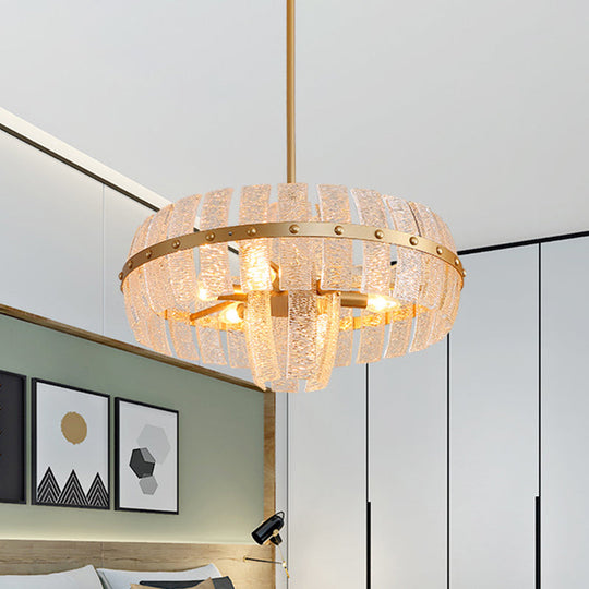 Modern Crystal Chandelier Lamp - Round Brass Ceiling Light, 6/8 Heads, 23.5"/31.5" Wide