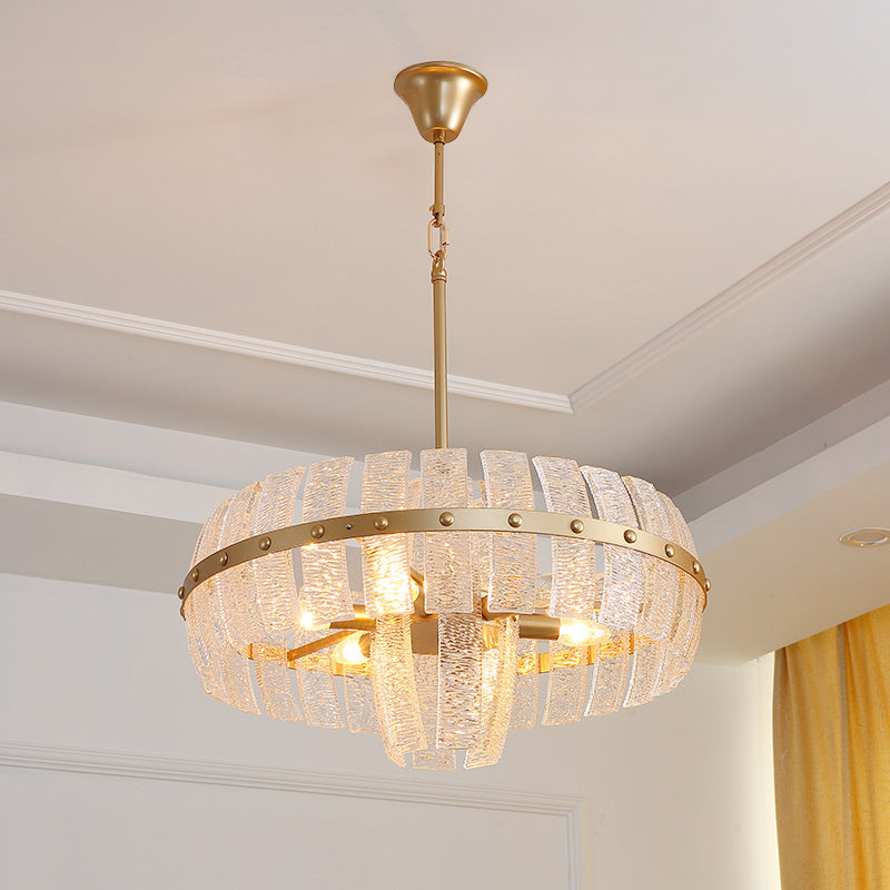 Modern Crystal Chandelier Lamp - Round Brass Ceiling Light, 6/8 Heads, 23.5"/31.5" Wide