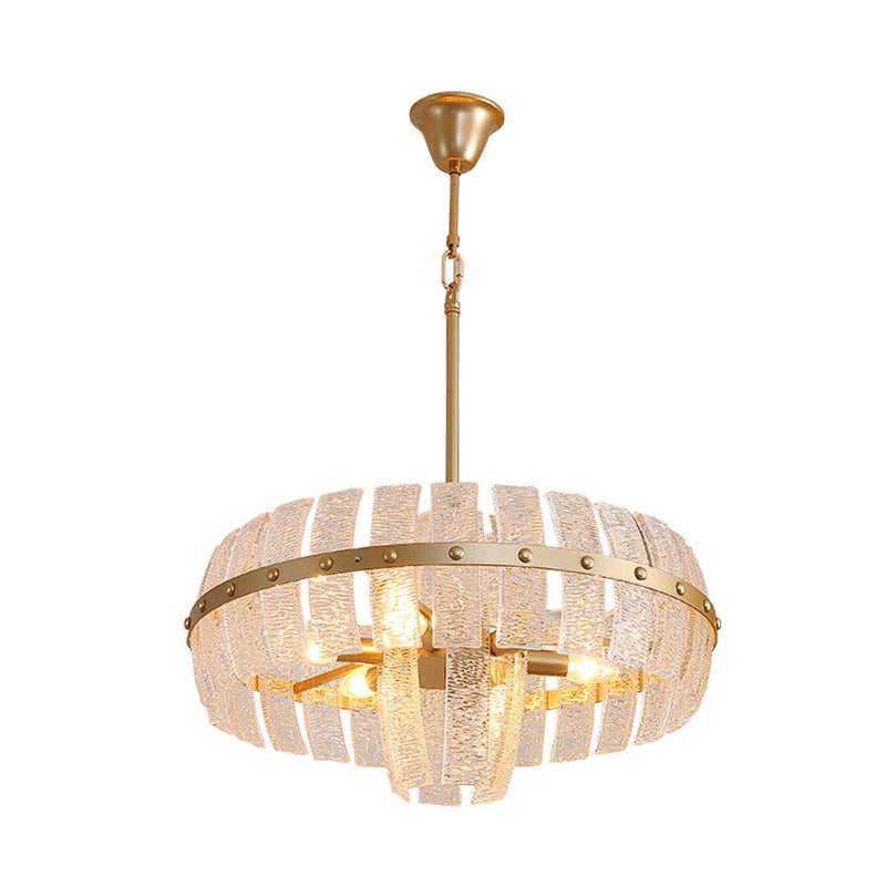 Modern Crystal Chandelier Lamp - Round Brass Ceiling Light, 6/8 Heads, 23.5"/31.5" Wide