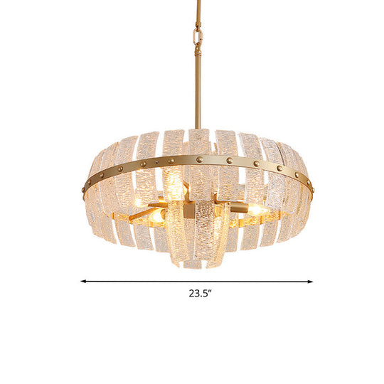 Modern Crystal Chandelier Lamp - Round Brass Ceiling Light, 6/8 Heads, 23.5"/31.5" Wide