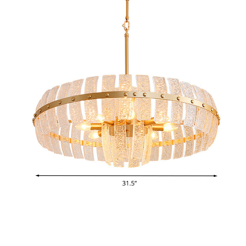 Modern Crystal Chandelier Lamp - Round Brass Ceiling Light, 6/8 Heads, 23.5"/31.5" Wide