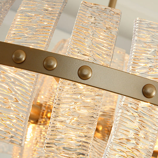 Modern Crystal Chandelier: 6/8 Head Brass Ceiling Light 23.5/31.5 Wide