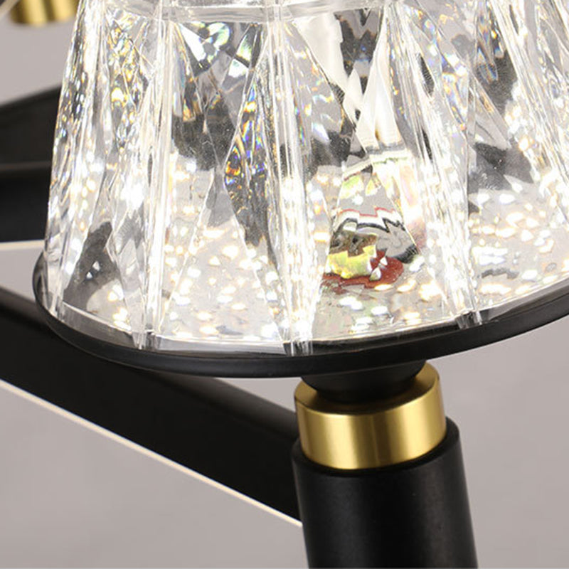 Modernist Crystal Cone Chandelier | Black Pendant Light With 6/8/12 Bulbs Width Options: