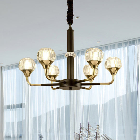 Modernist Beveled Crystal Pendant Chandelier With 6/8/10 Bulbs - Brass Ceiling Hanging Light