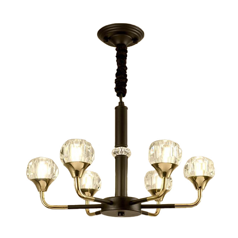 Modernist Beveled Crystal Pendant Chandelier With 6/8/10 Bulbs - Brass Ceiling Hanging Light