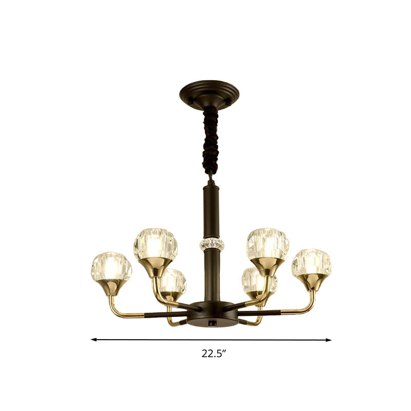 Modernist Beveled Crystal Pendant Chandelier With 6/8/10 Bulbs - Brass Ceiling Hanging Light