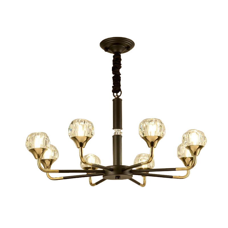 Modernist Beveled Crystal Pendant Chandelier With 6/8/10 Bulbs - Brass Ceiling Hanging Light