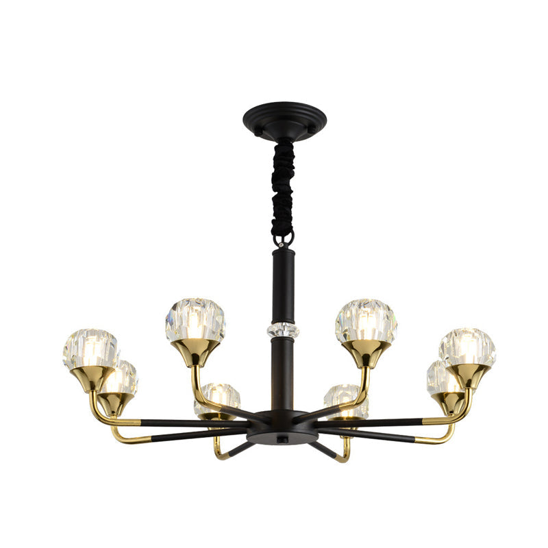 Modernist Beveled Crystal Pendant Chandelier With 6/8/10 Bulbs - Brass Ceiling Hanging Light