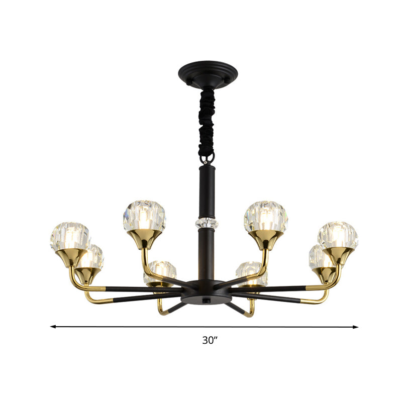 Modernist Beveled Crystal Pendant Chandelier With 6/8/10 Bulbs - Brass Ceiling Hanging Light