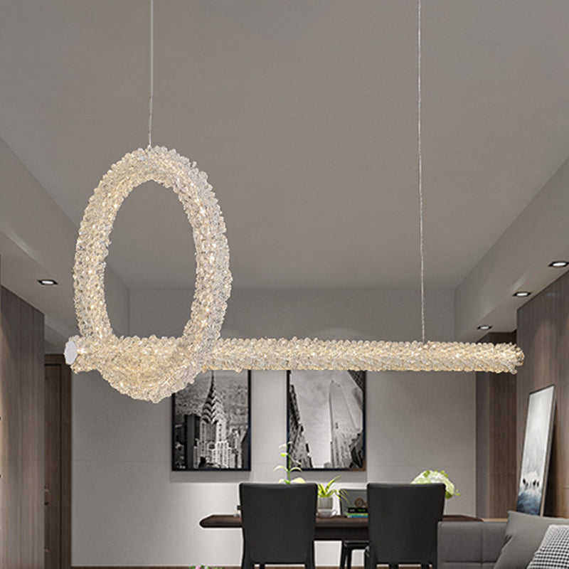 Modern Cut Crystal Led Brass Ceiling Light - Circular Island Lamp 12/16 Wide