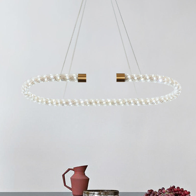 Modern Crystal Chandelier Led Brass Suspended Lighting Fixture In 31.5/39/47 Width / 31.5