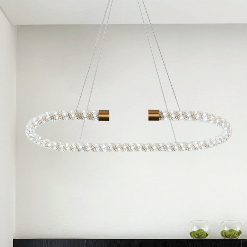 Modern Crystal Chandelier Led Brass Suspended Lighting Fixture In 31.5/39/47 Width