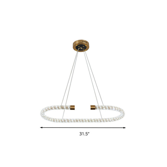 Modern Crystal Chandelier Led Brass Suspended Lighting Fixture In 31.5/39/47 Width