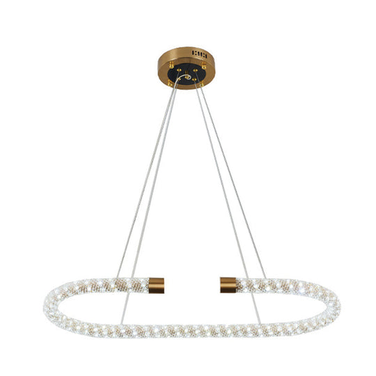 Modern Crystal Chandelier Led Brass Suspended Lighting Fixture In 31.5/39/47 Width