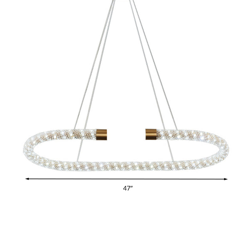 Modern Crystal Chandelier Led Brass Suspended Lighting Fixture In 31.5/39/47 Width