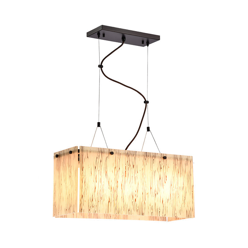 Beige Glass Island Pendant Light With Modernist Style 4 Heads - Dining Room Lighting