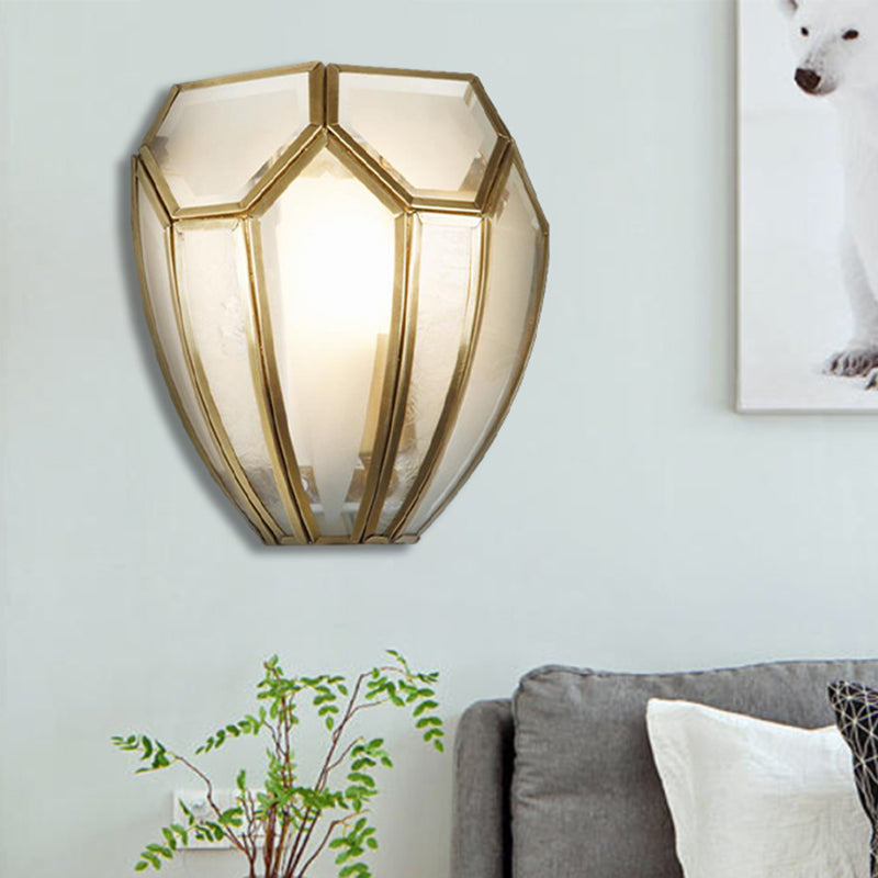 Geometric Wall Lamp With Hand Blown Glass And Gold Finish - Traditional Metal Sconce