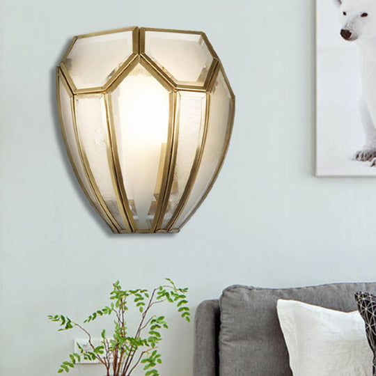 Geometric Wall Lamp With Hand Blown Glass And Gold Finish - Traditional Metal Sconce